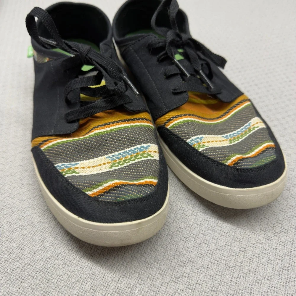 Sanuk Vagabond Lace Shoes Mens 11 Southwestern Striped Woven Low Sneaker Boho
